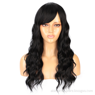 Aisi Hair Black Color Wholesale Hot Selling Body Wave Long For Black Women Synthetic Extensions Hair Wigs